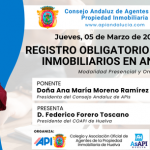REGISTRO OBLIGATORIO DE AGENTES INMOBILIARIOS DE ANDALUCIA PONENCIA COLEGIO Y ASOCIACION API DE HUELVA